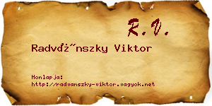 Radvánszky Viktor névjegykártya