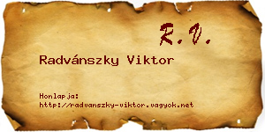 Radvánszky Viktor névjegykártya